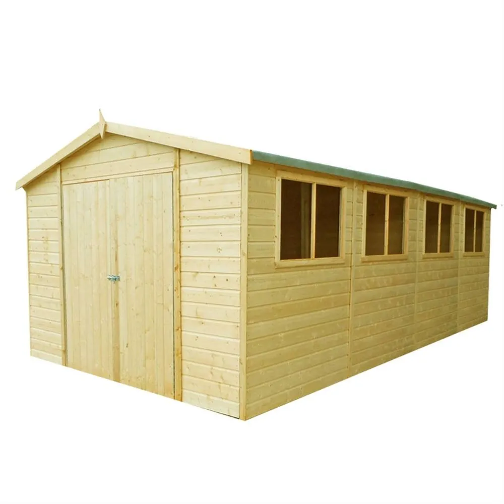 Shires Workspace DD Tongue & Groove Garden Shed Workshop Approx 10x20 Feet in Light Brown 2
