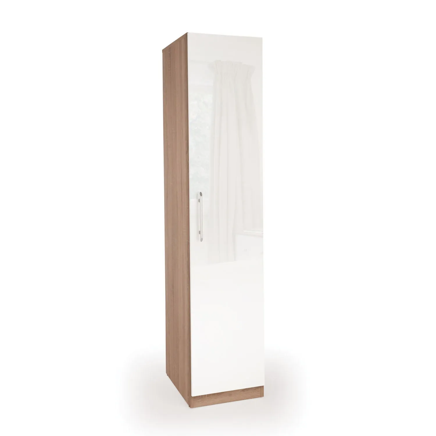 Kew High Gloss Single Wardrobe White/Natural