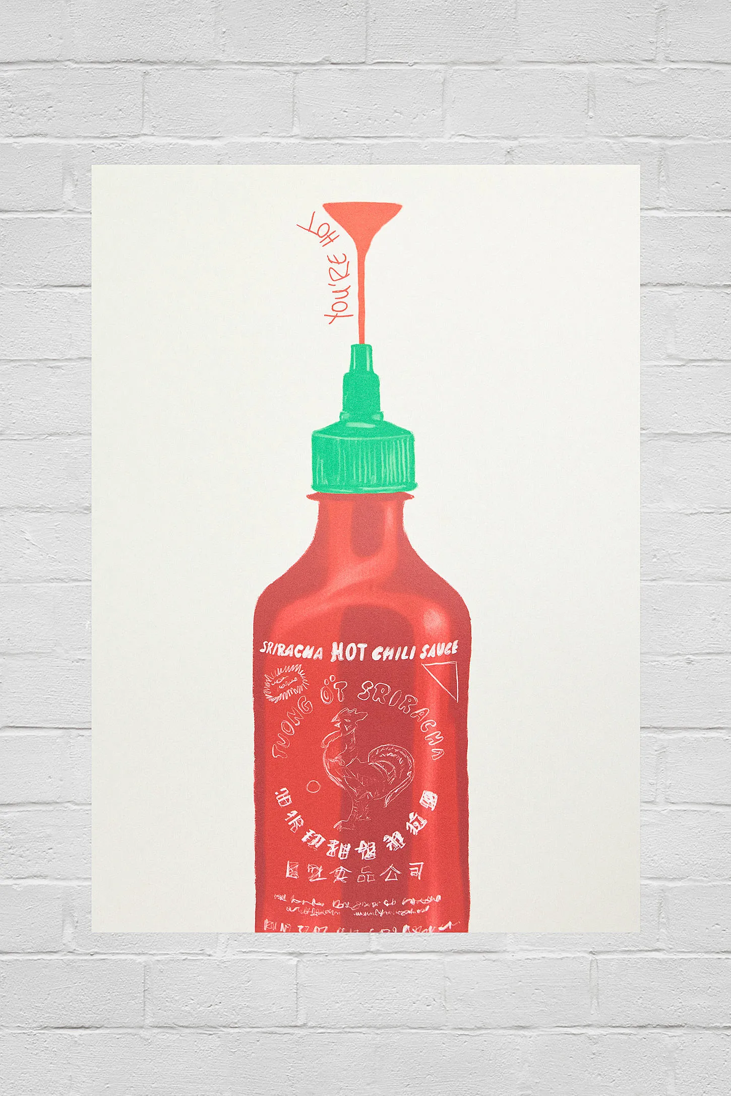 By Khai By Khay Sriracha 30x40 Wall Art Print - Red