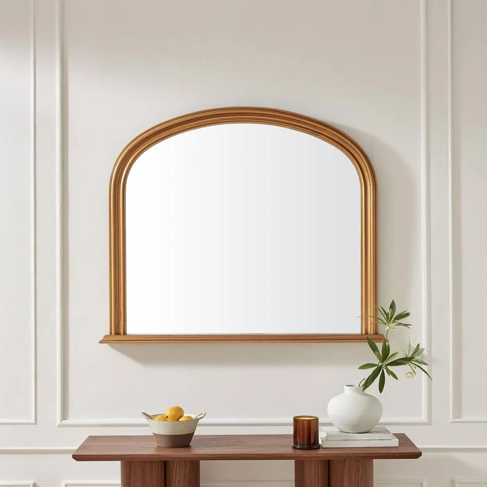 FurnitureboxUK Cecily Gold Wood Large 110x90 Overmantle Arch Mirror 2