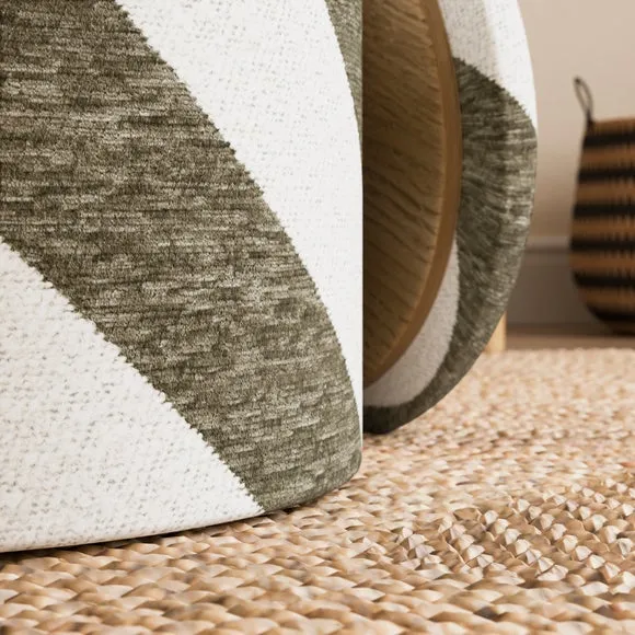 Diagonal Stripe Chenille Round Tray Table Storage Footstool 5