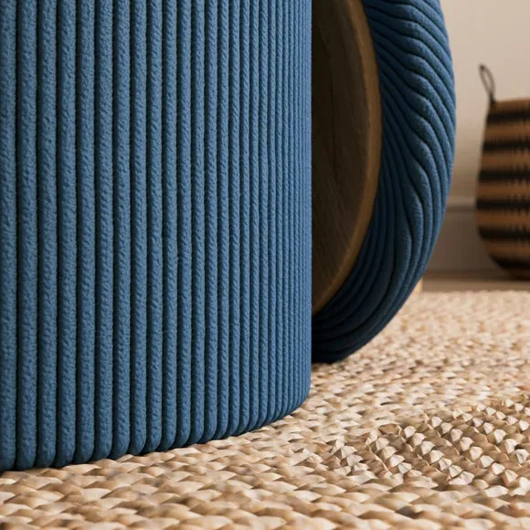 Ribbed Chenille Round Tray Table Storage Footstool 5