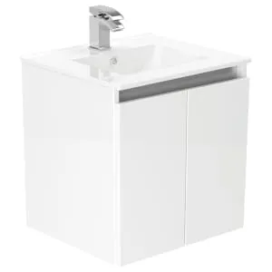 Newland White Basin Suspended Double Door Unit - 500mm