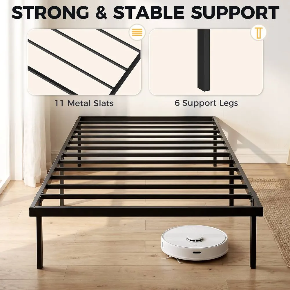 HOMCOM 3ft Single Bed Frame with Underbed Storage, No Box Spring Needed in Black 4