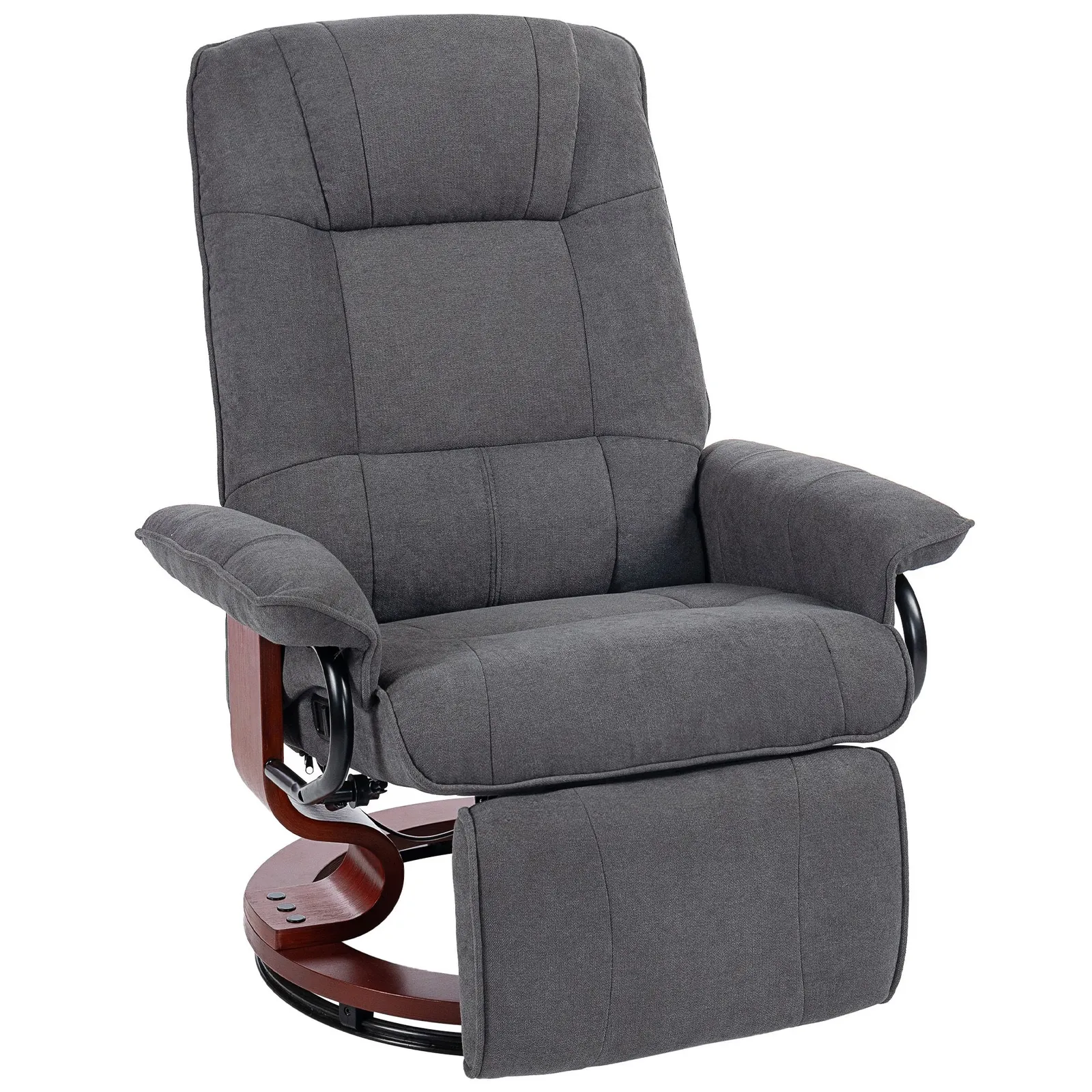 HOMCOM Manual Recliner Swivel Reclining Chair with Footrest Armrests Grey 2