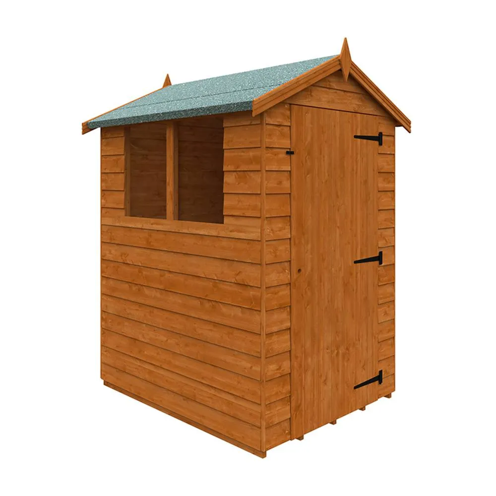 Buttercup Farm 5 x 4 Feet Budget Apex 9mm Shed - Solid Wood/Softwood/Pine in Burnt Orange