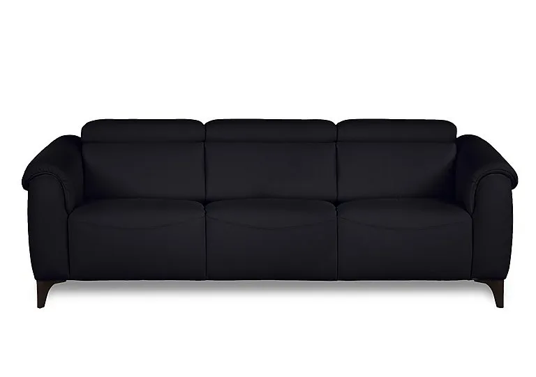 Nicole 3 Seater 3 Cushion Leather Sofa - Torello Nero - Sofas and Armchairs - In Time for Christmas
