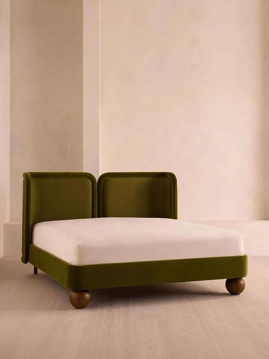 Willem Bed, Superking, Velvet & Linen, Olive