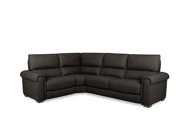 Nixon Leather Left Hand Facing Corner Sofa - Dark Chocolate