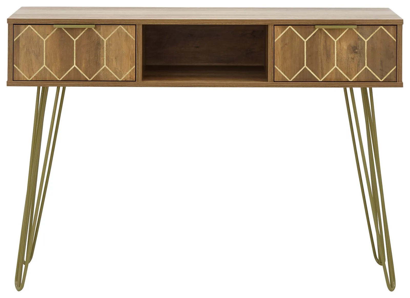 GFW Orleans 2 Drawer Console Desk in Brown 4