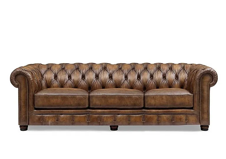 Shackleton 4 Seater Leather Chesterfield Sofa - Saddle - Sofas and Armchairs - In Time for Christmas