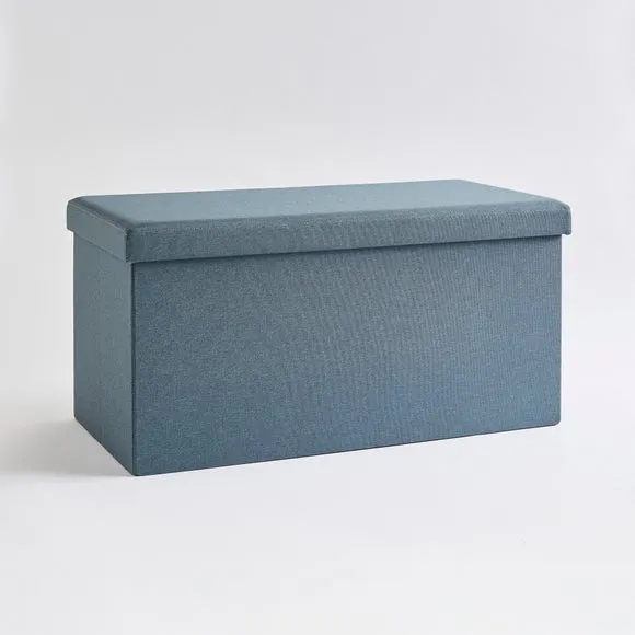 Faux Linen Rectangular Ottoman 3
