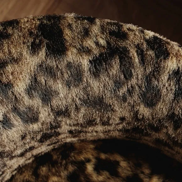 Reza Leopard Print Faux Fur Swivel Chair 2