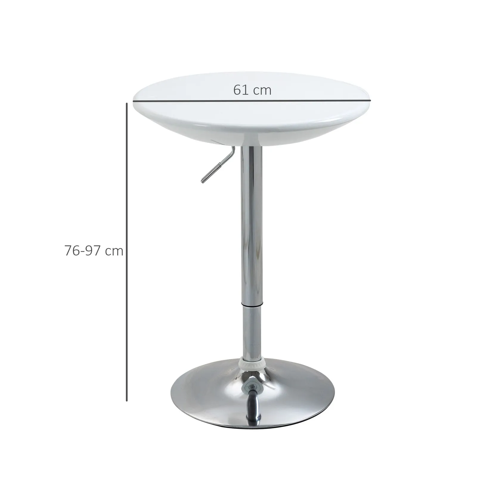 HOMCOM 61 cm Round Indoor Home Pub Bar Table Adjustable Bistro Counter Round in White 3