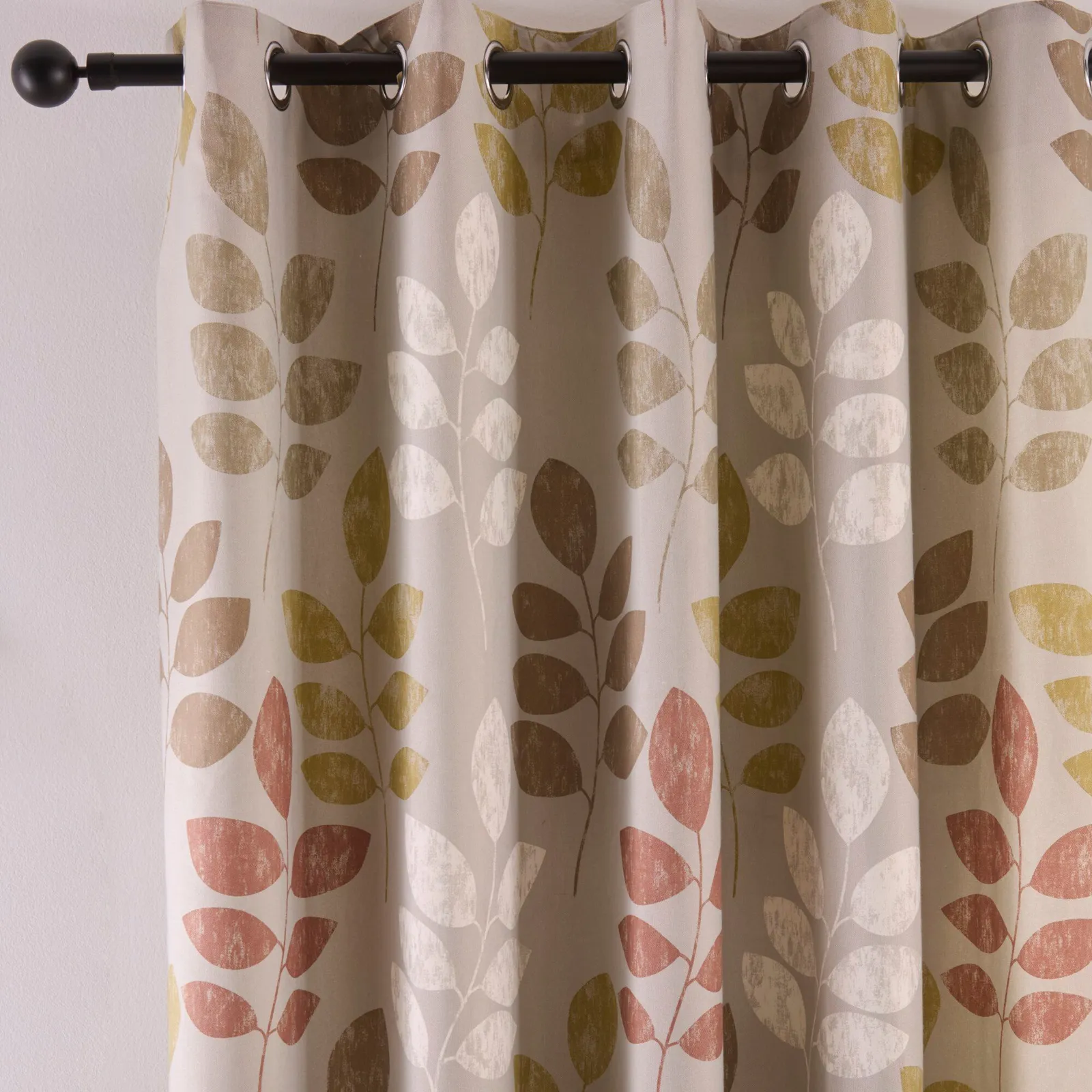 Portfolio Home Springfield Leaf Fully Lined Eyelet Curtain Set in Natural 2