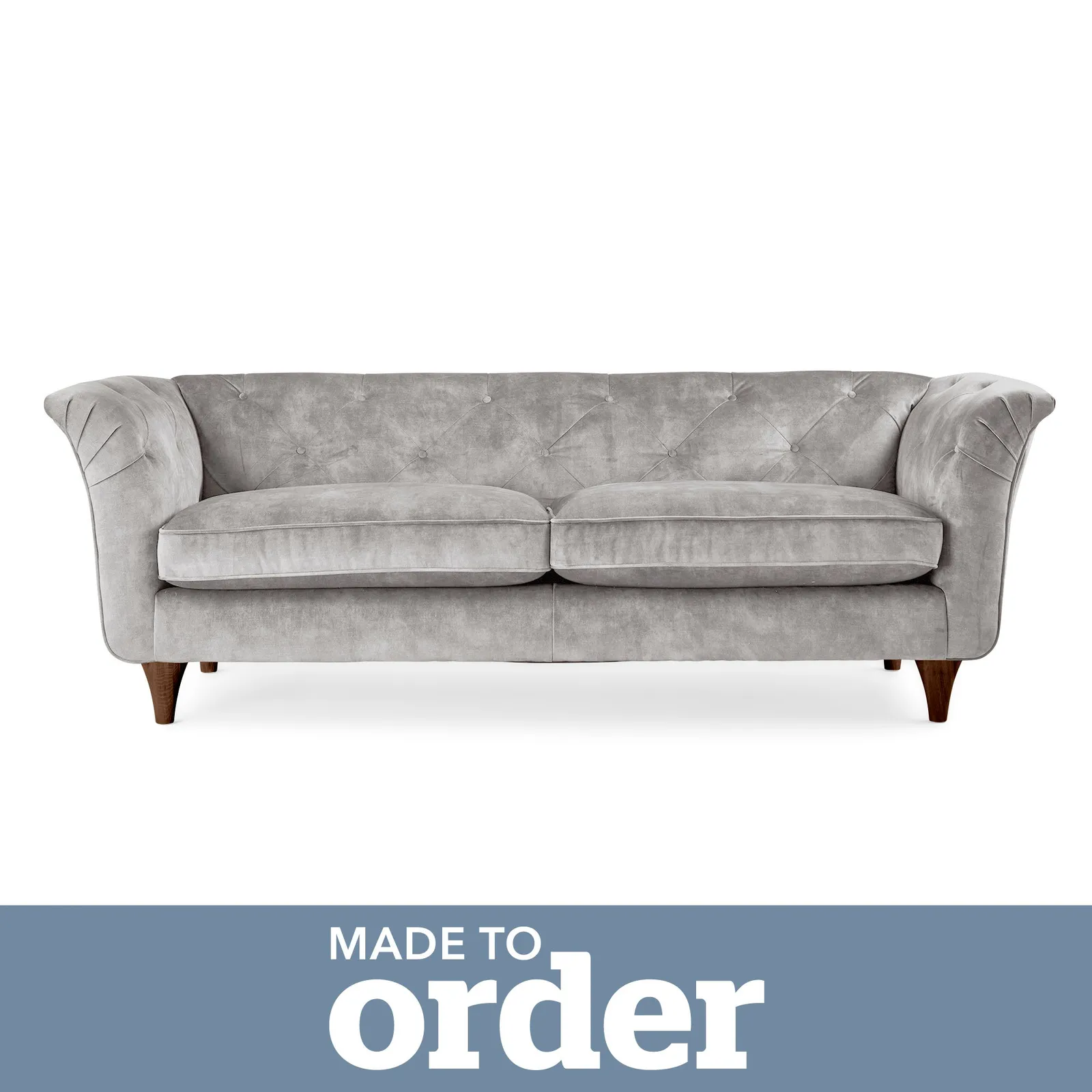 Jaipur 3 Seater Sofa Slub Velvet Slub Velvet Cement