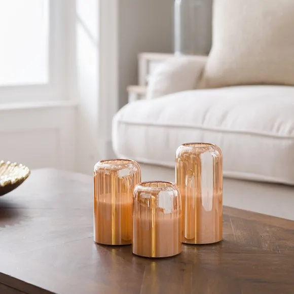 Set of 3 Amber Glass Domed LED Candles 2