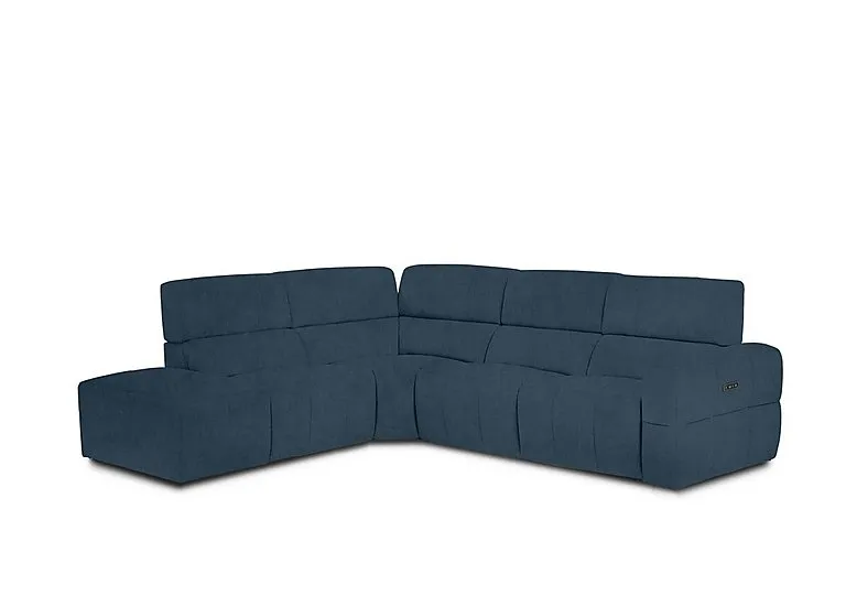Cube Fabric Power Recliner Left Hand Facing Chaise End Sofa with Power Headrest - Opulence Royal