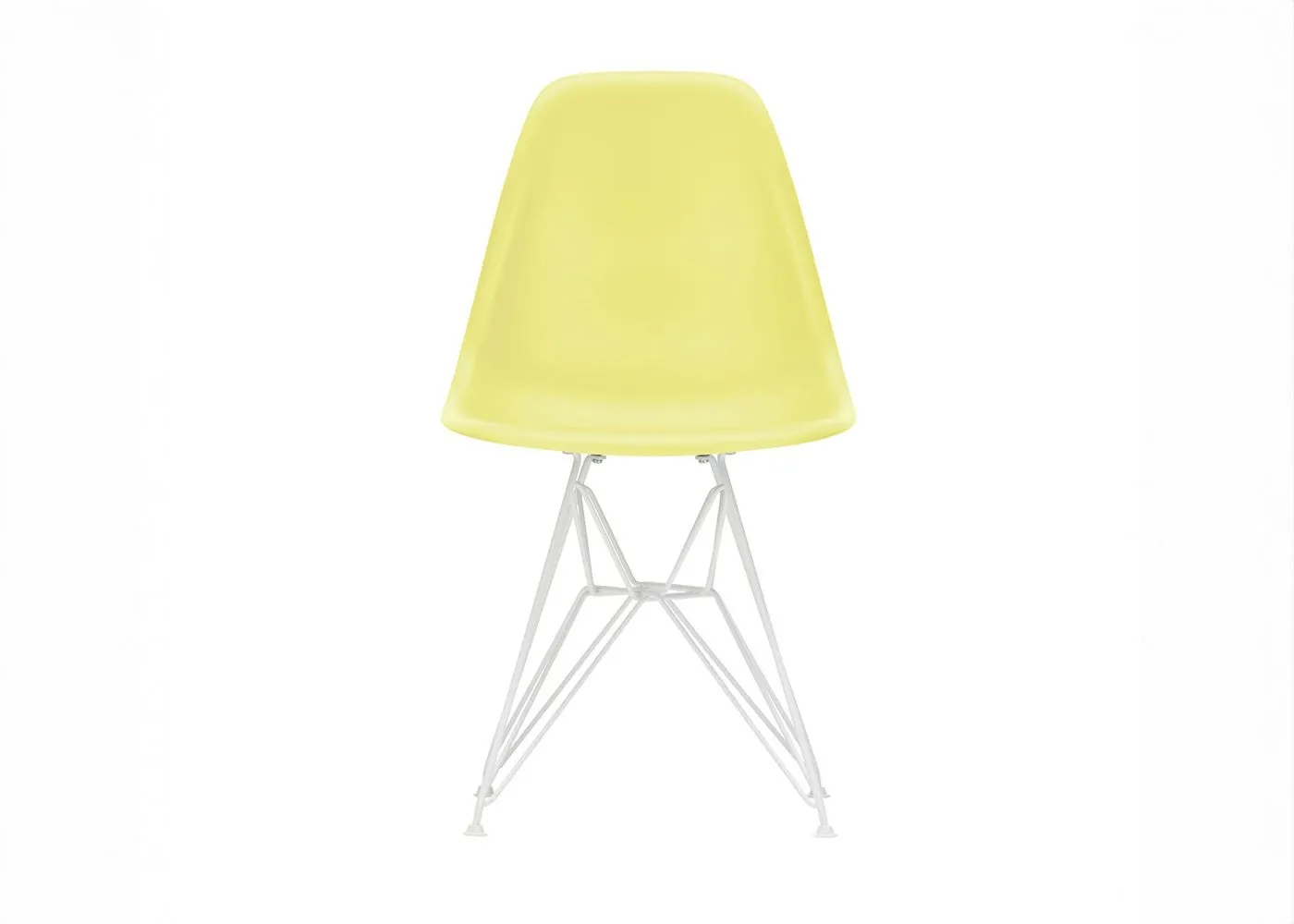 Vitra Eames DSR Chair RE in Citron with White Powder-Coated Base 05 Glides