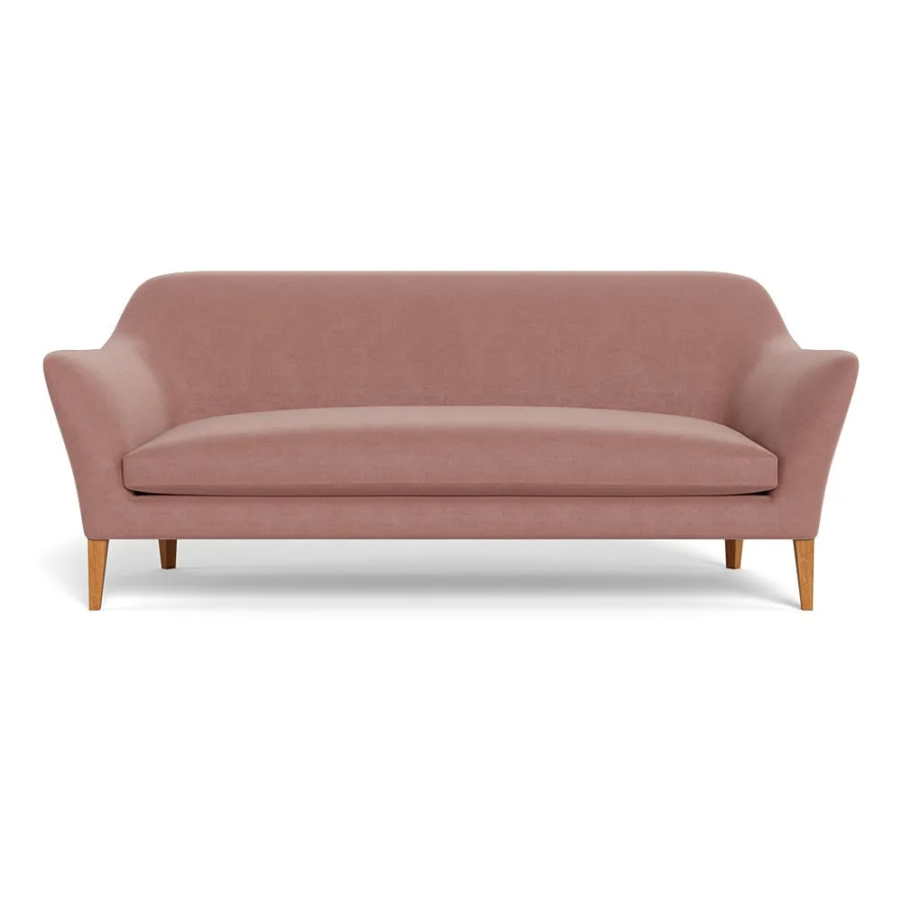 Heal's Wallis 4 Seater Sofa Smart Luxe Velvet Dusky Pink Stained Oak Feet 2
