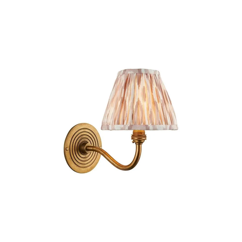 Netlighting Ripple Curve Brass Wall Light Fabric Ikat Shade 16cm B22 in Gold