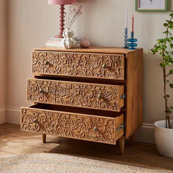 Jules Hand Carved 3 Drawer Chest 3