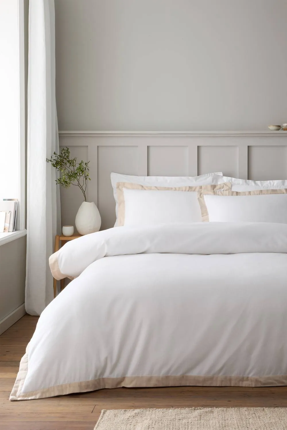 Bianca 'Brushed Tailored' Cotton Duvet Cover Set in Natural