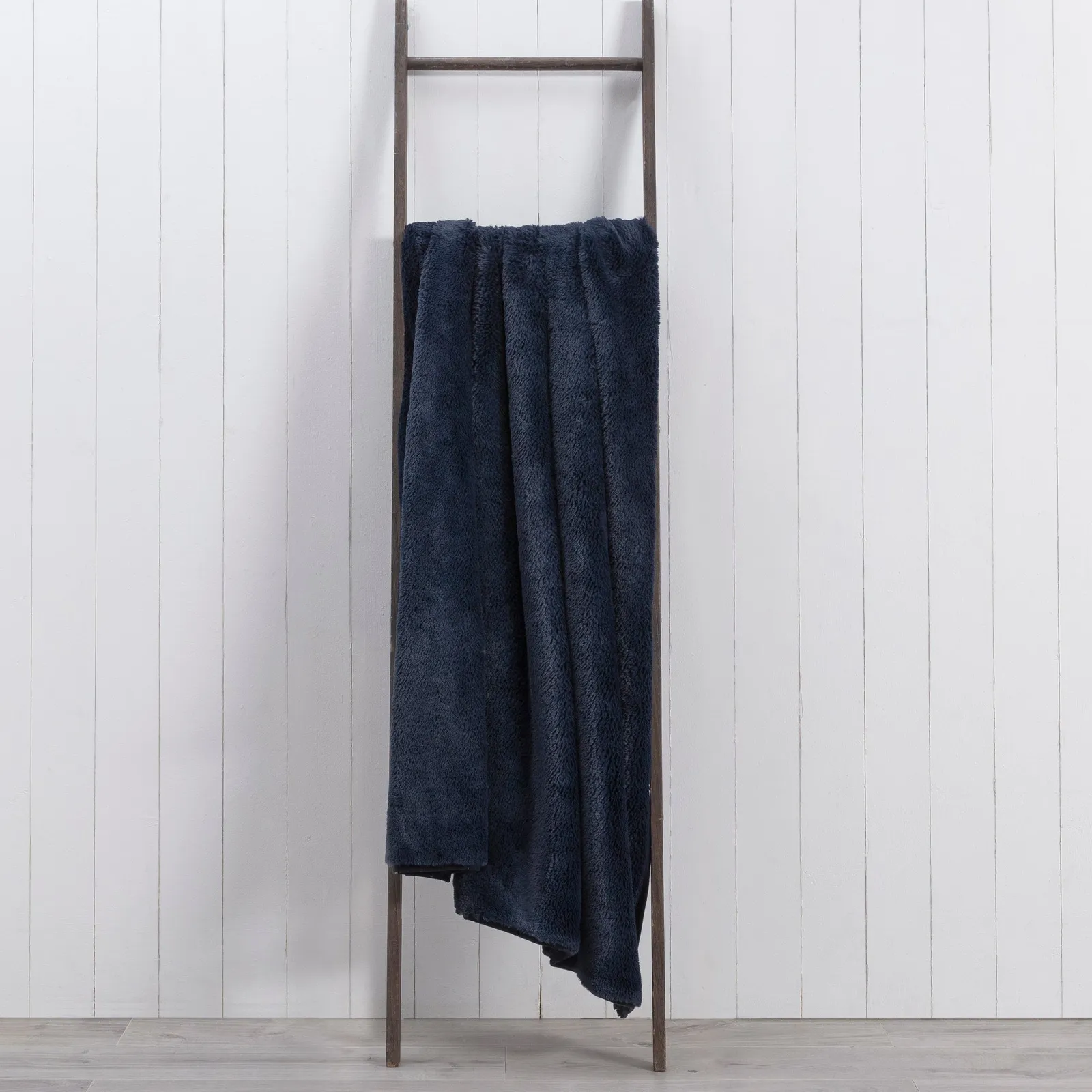 Aspen Plush Faux Fur 130cm x 180cm Throw Navy Blue