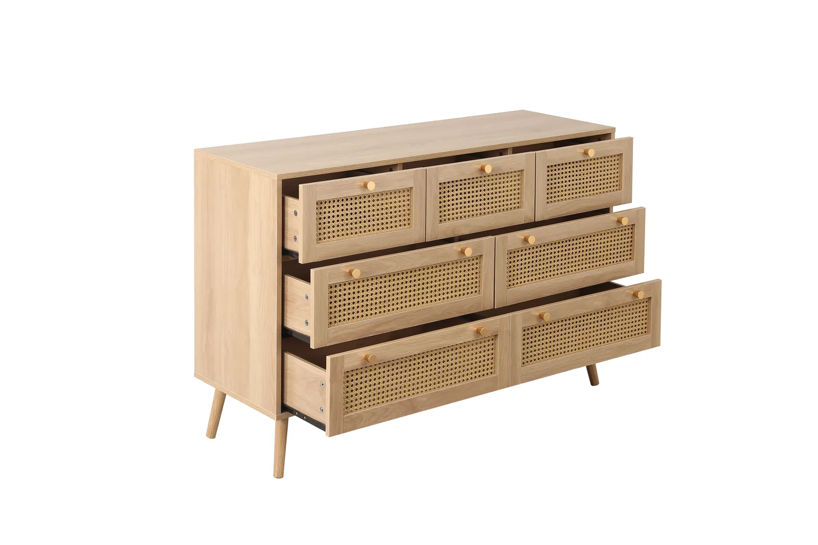 Birlea Croxley Chest of 7 Drawers Rattan Croxley Mid Century Modern in Natural 5