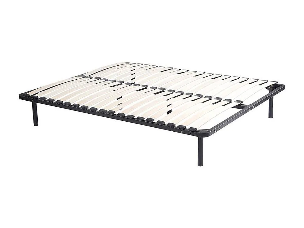 Vente-unique Slatted Bed Base Frame 140 X 190 Cm - 2X19 Slats - With Legs - Black