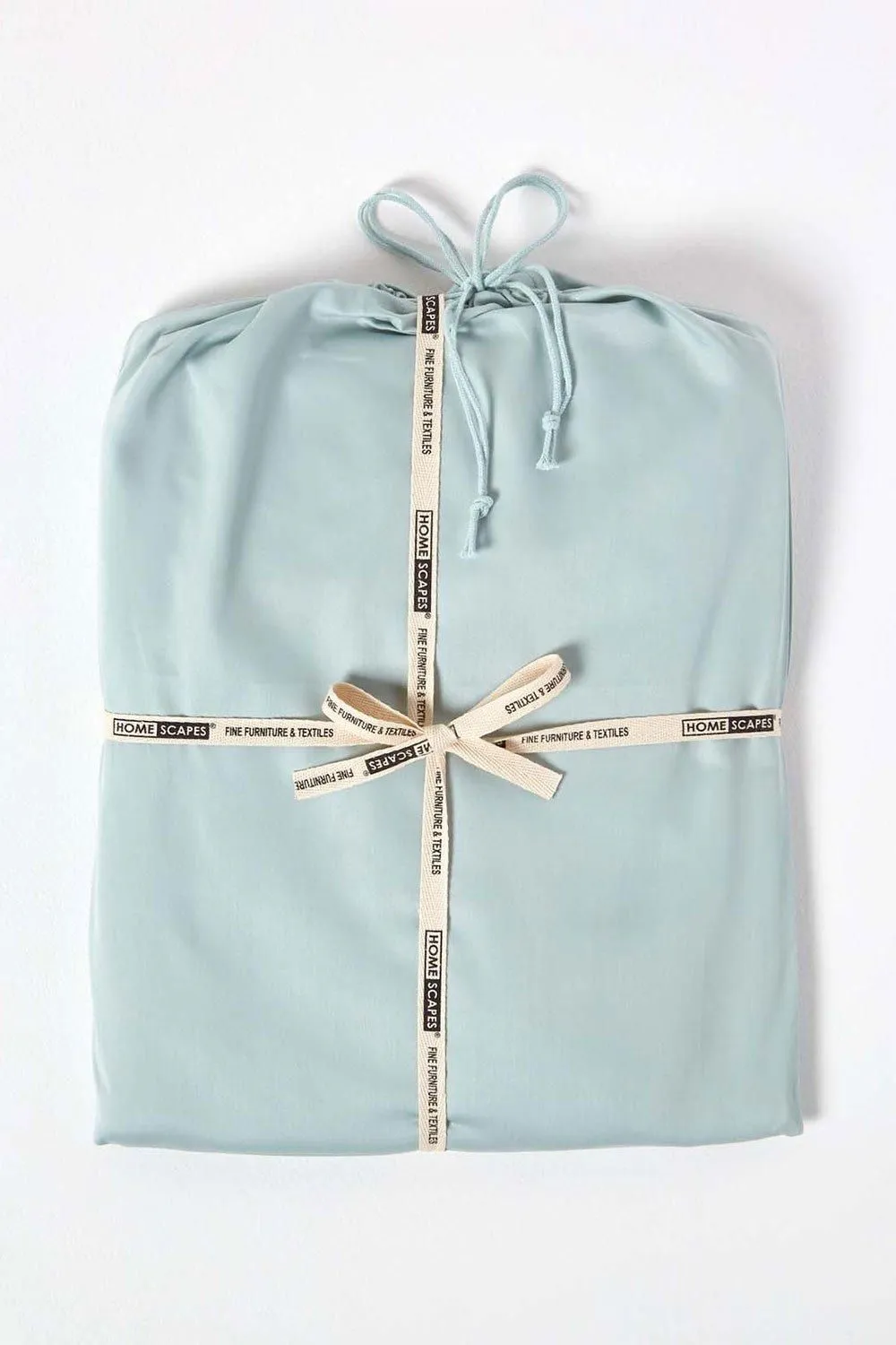 Homescapes Sateen Cotton Duvet Cover Set 400 TC in Duck Egg Blue 5