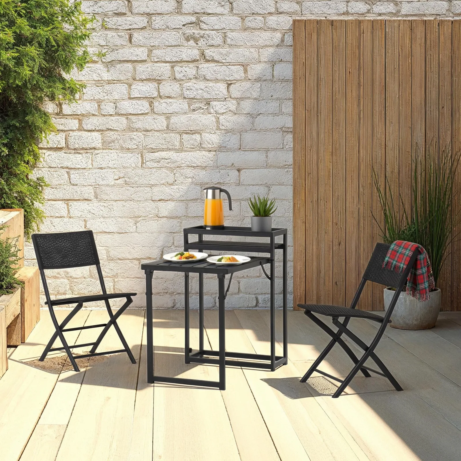 Seconique Foldaway 1+2 Garden Set in Black