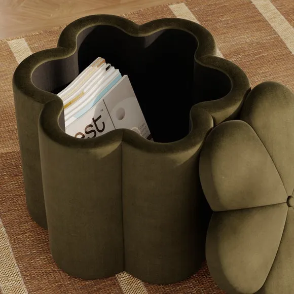 Flower Velvet Storage Footstool 5