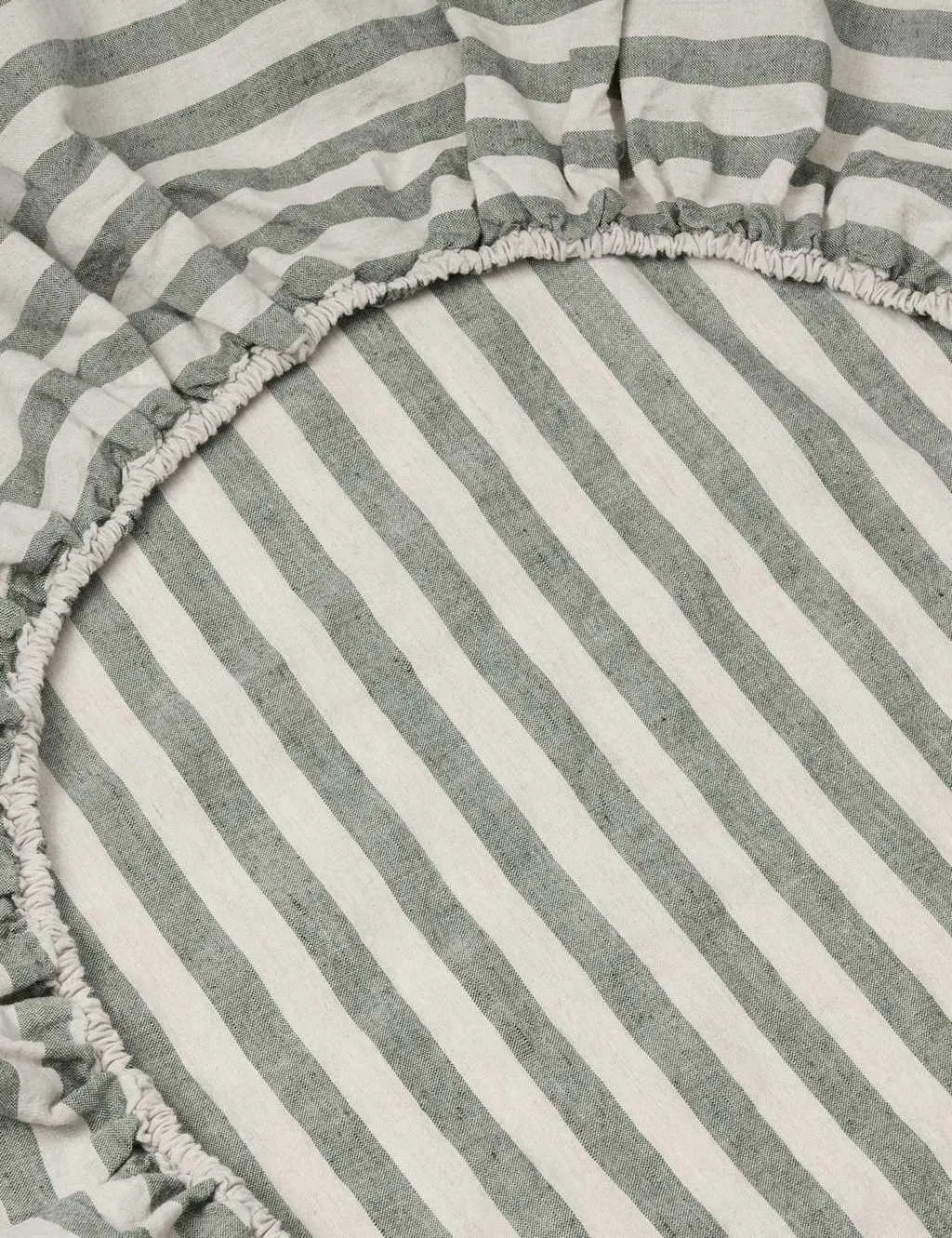 Piglet In Bed Linen Rich Pembroke Stripe Fitted Sheet Grey Mix