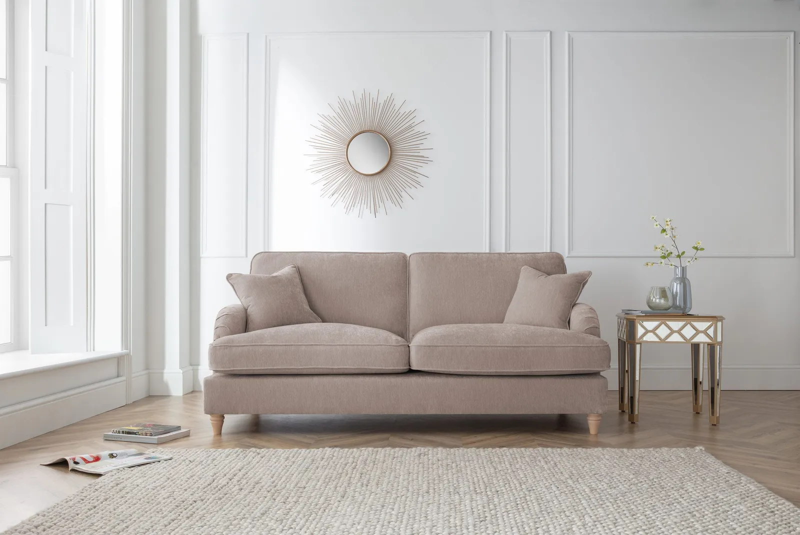 The Great Sofa Company Orla 3 Seater Sofa Manhattan Navy in Taupe 1