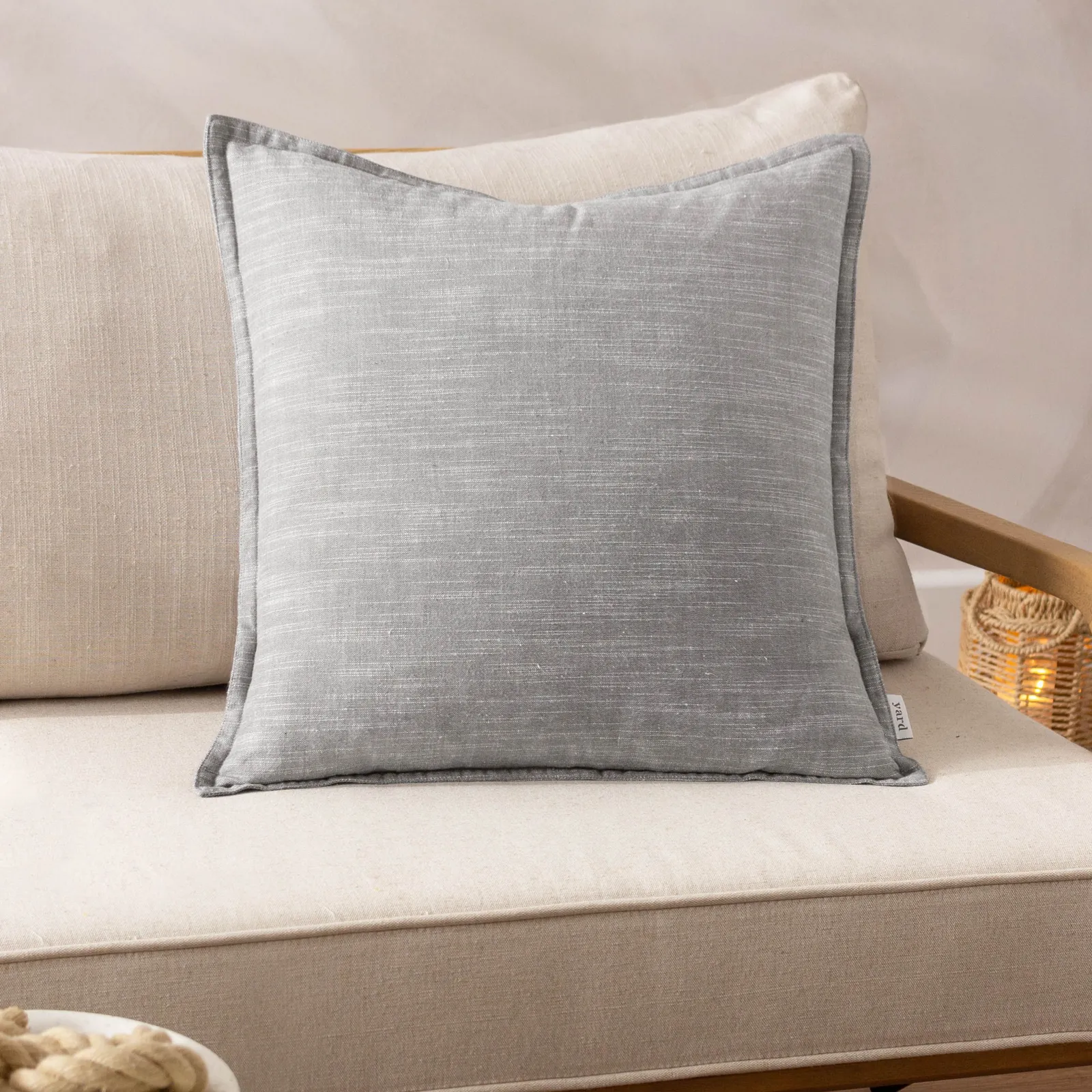 Yard Torresmen Slub Cotton Cushion in Stone