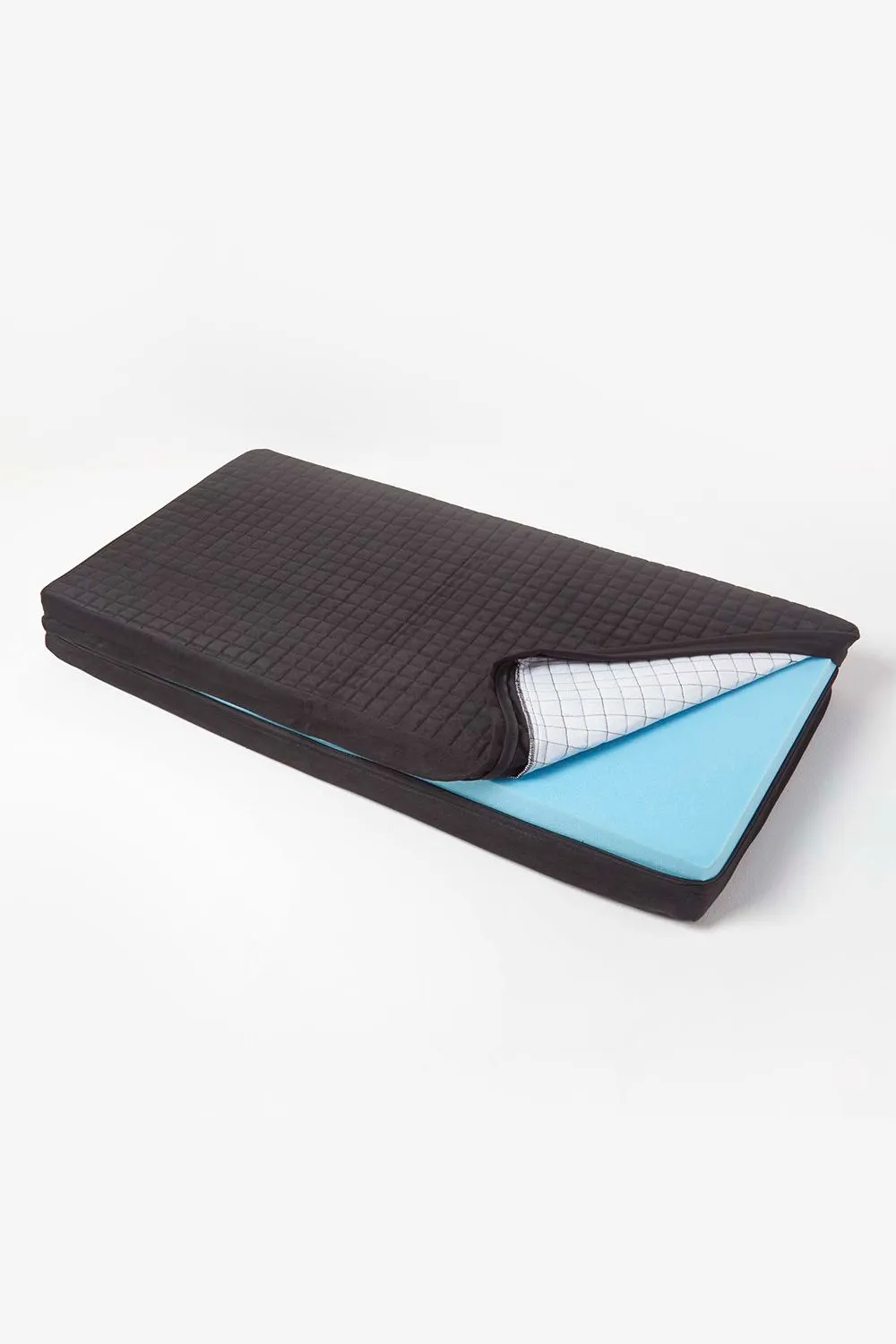 Homescapes Quilted Polyester 2 Seater Orthopaedic Booster Cushion Cover in Black