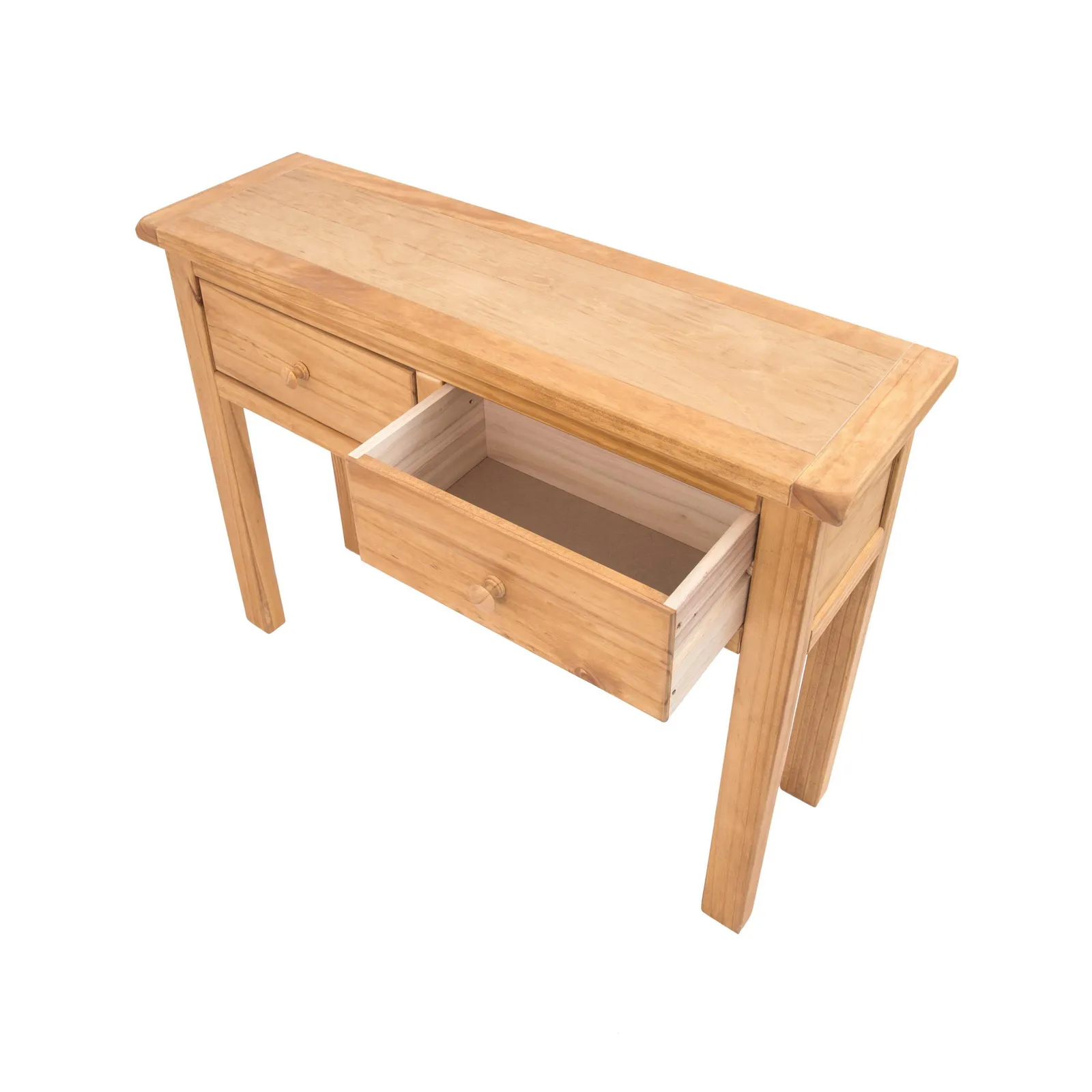 Cabinet Bits Lugo Waxed 2 Drawer Console Table Wood Knob in Light Brown 4