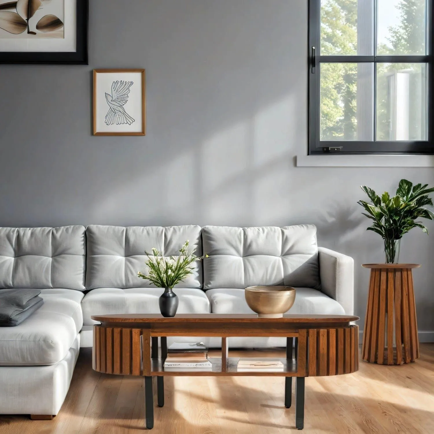 IH Design Carney Mango Wood Slatted Rectangular Coffee Table in Brown 4