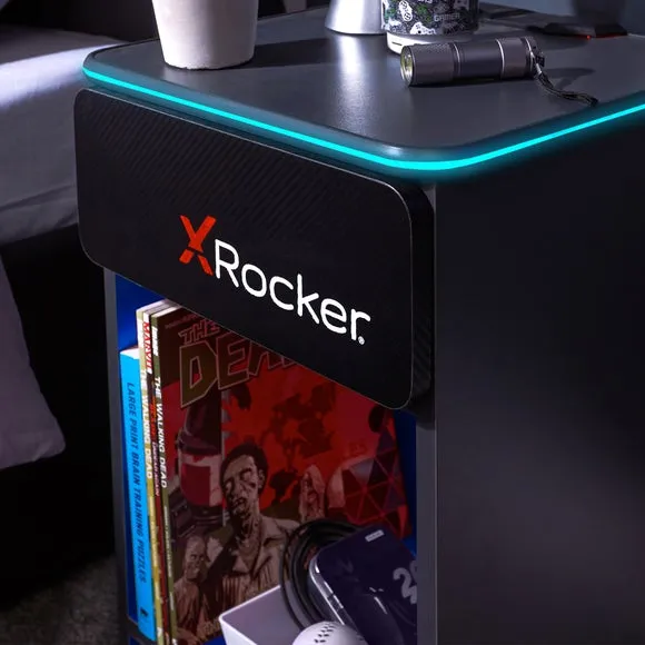 X Rocker Carbon Tek Bedside Table with Wireless Charging and Neo Fibre LED 2