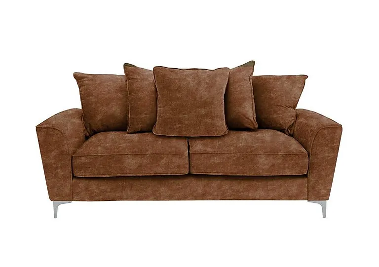 Legend 3 Seater Scatter Back Fabric Sofa with Chrome Feet - Sublime Rust