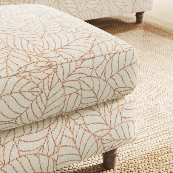 Flori Woven Leaf Fabric Footstool 5