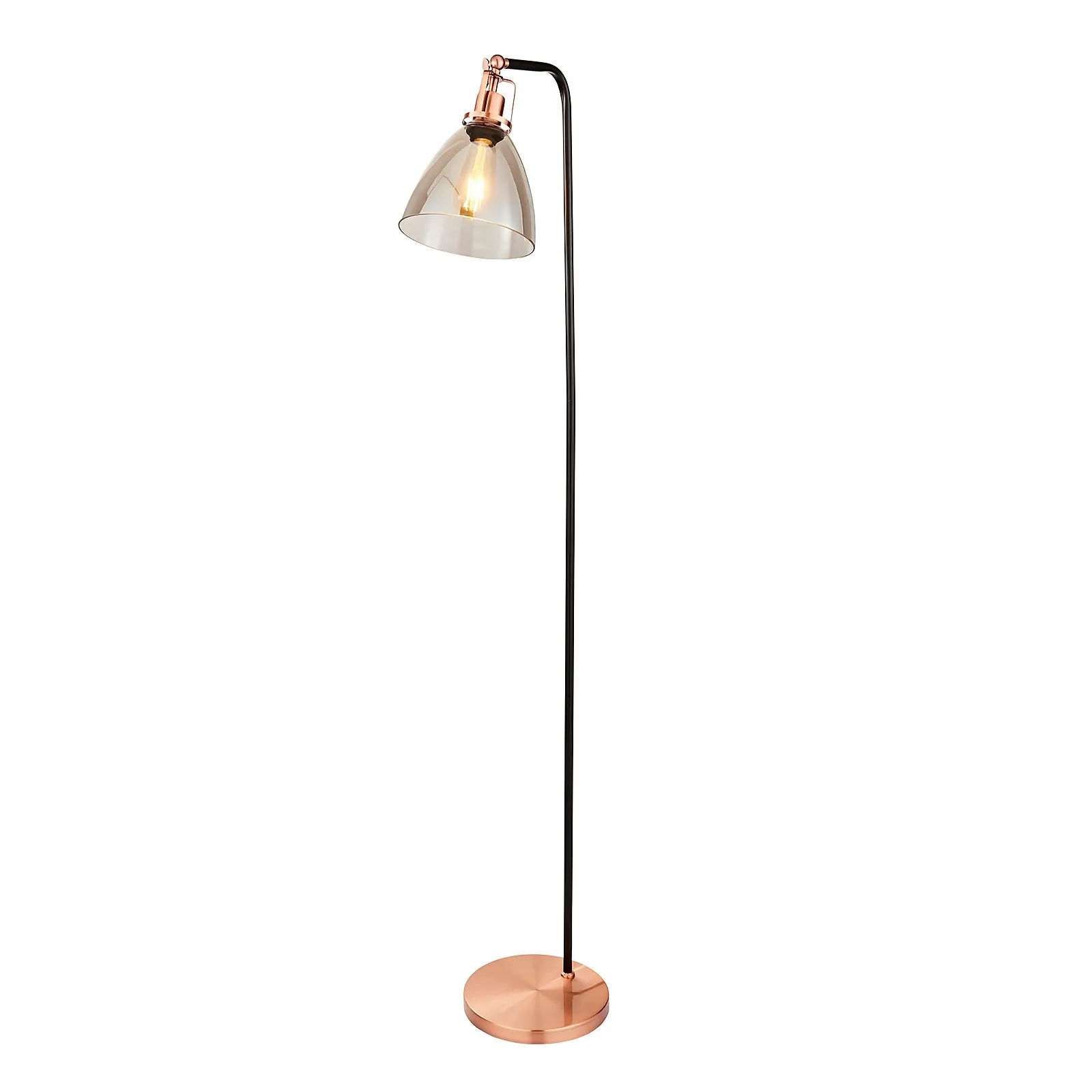 Decan Floor Lamp - Smoke & Copper