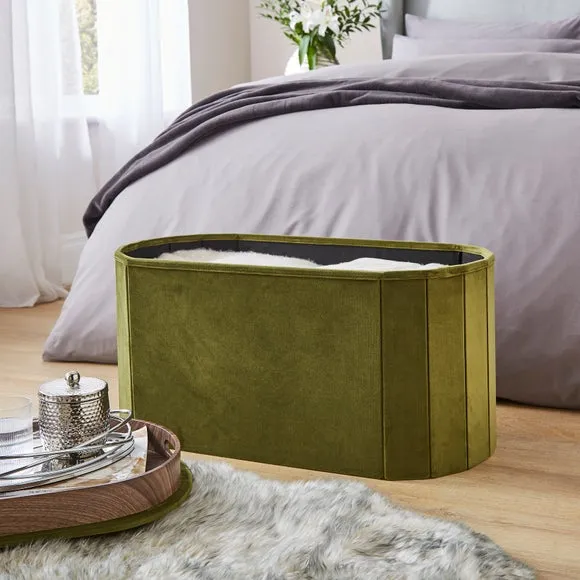 Recycled Velour Lozenge Ottoman with Tray 3