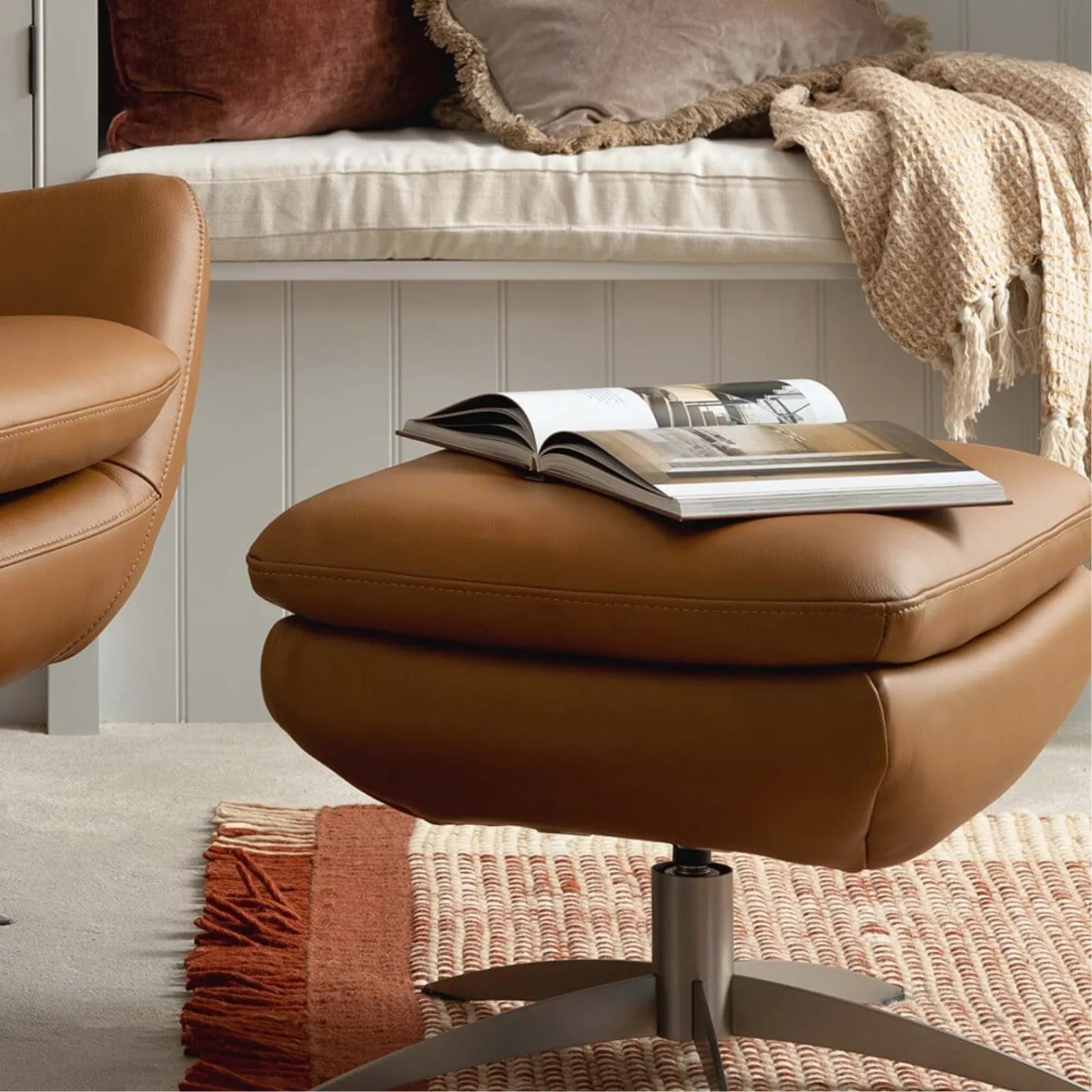 Mills Ottoman, Brown Leather | Barker & Stonehouse 5