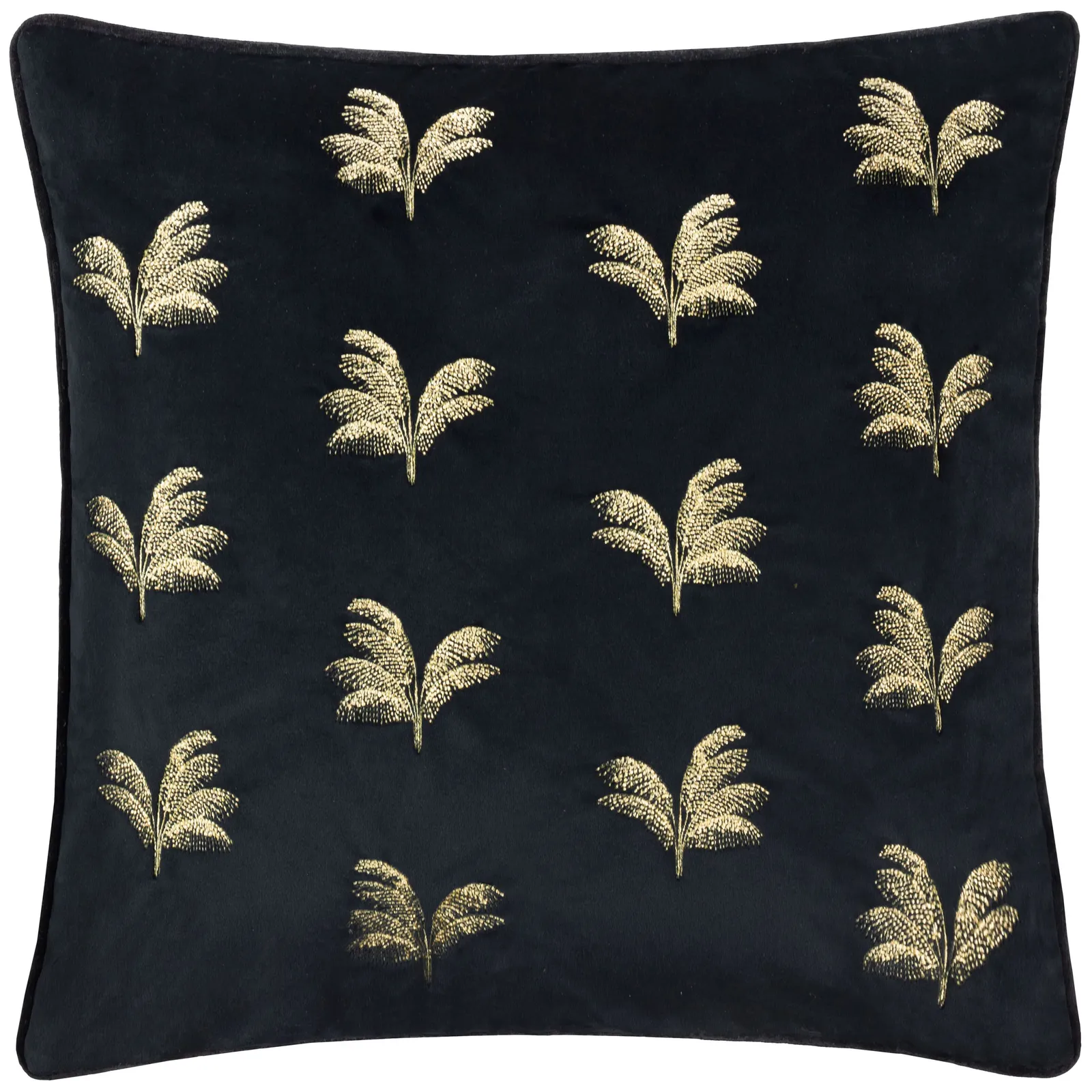 Paoletti Guilded Palms Embroidered Cushion in Black 2