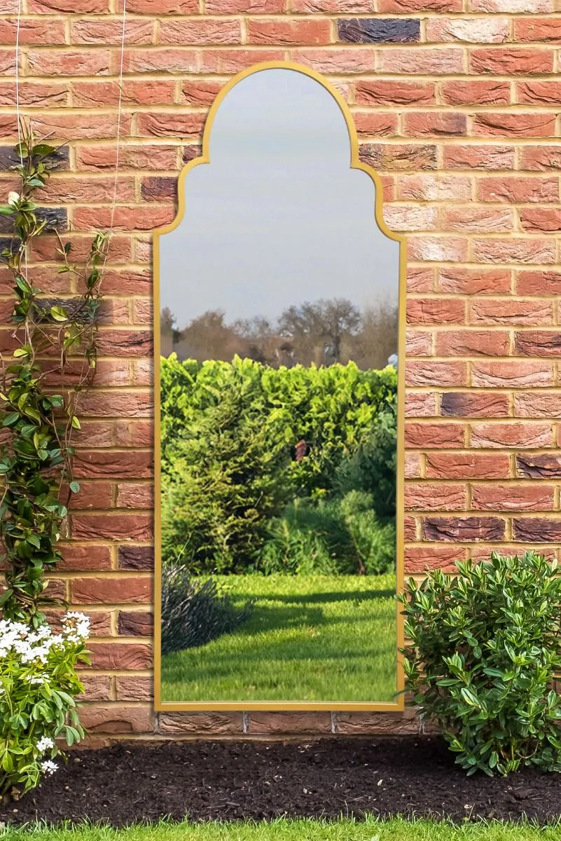 MirrorOutlet Gold Framed Arched Leaner/Wall Garden Mirror 71" x 28" (180x70CM)