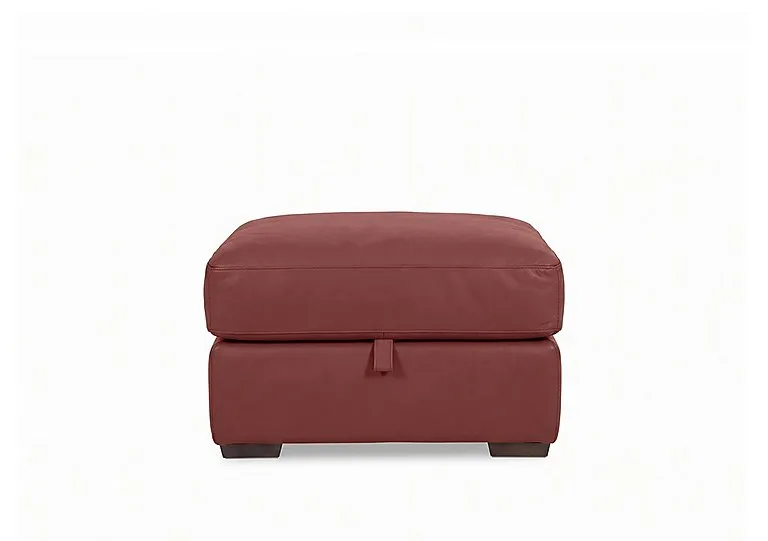 Nap Leather Storage Footstool - Deep Red - Living Room Furniture - In Time for Christmas