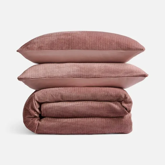 Ruched Velour Duvet Cover and Pillowcase Set 4