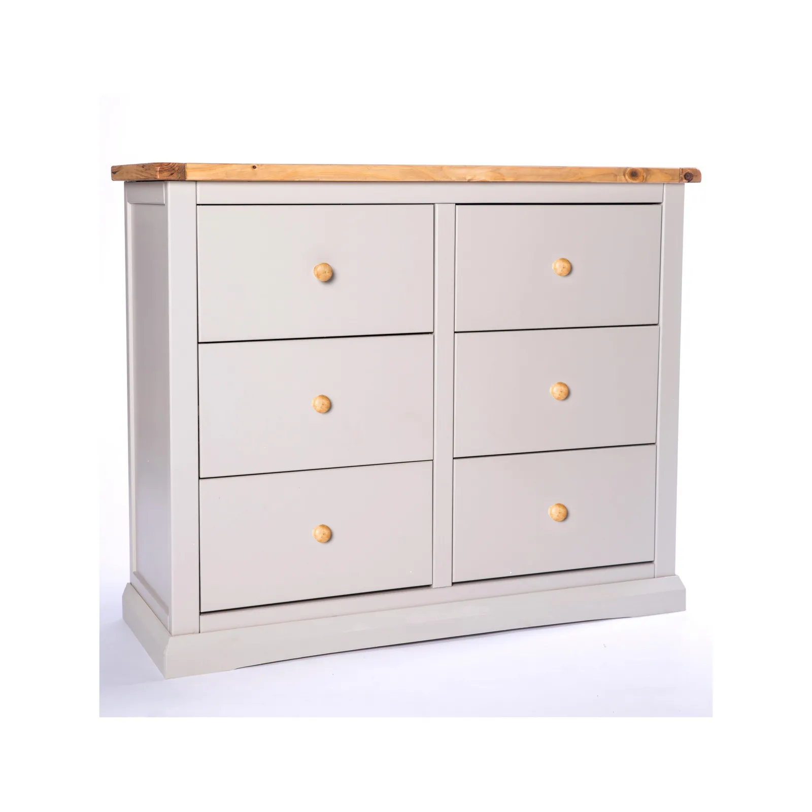 Cabinet Bits Loreo 6 Drawer Chest of Drawers Wood Knob in Light Grey 2